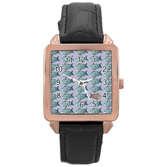 Fishes Pattern Background Theme Art Rose Gold Leather Watch  by Vaneshop