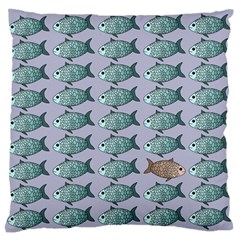 Fishes Pattern Background Theme Art Large Premium Plush Fleece Cushion Case (two Sides) by Vaneshop