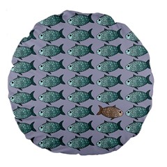 Fishes Pattern Background Theme Art Large 18  Premium Flano Round Cushions by Vaneshop