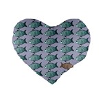 Fishes Pattern Background Theme Art Standard 16  Premium Flano Heart Shape Cushions Front