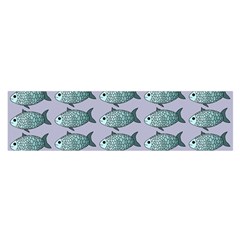 Fishes Pattern Background Theme Art Oblong Satin Scarf (16  X 60 ) by Vaneshop