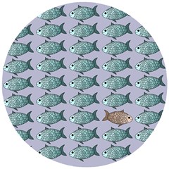 Fishes Pattern Background Theme Art Wooden Puzzle Round by Vaneshop