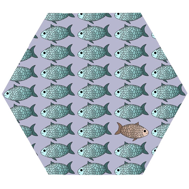 Fishes Pattern Background Theme Art Wooden Puzzle Hexagon