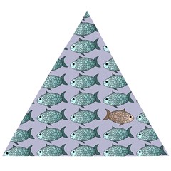 Fishes Pattern Background Theme Art Wooden Puzzle Triangle by Vaneshop