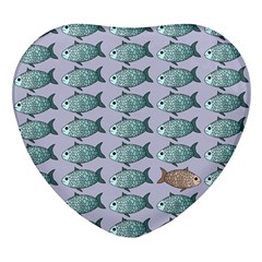 Fishes Pattern Background Theme Art Heart Glass Fridge Magnet (4 Pack) by Vaneshop