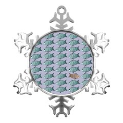 Fishes Pattern Background Theme Art Metal Small Snowflake Ornament by Vaneshop