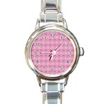 Pattern Print Floral Geometric Round Italian Charm Watch Front