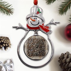 Zebra Abstract Background Metal Snowman Ornament