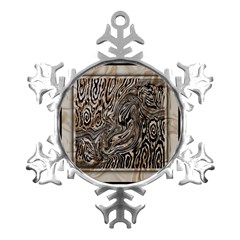 Zebra Abstract Background Metal Small Snowflake Ornament