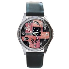 Floral Wall Art Round Metal Watch