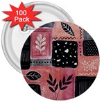 Floral Wall Art 3  Buttons (100 pack)  Front