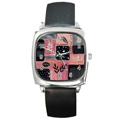 Floral Wall Art Square Metal Watch by Vaneshop