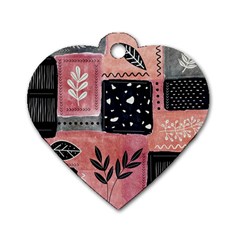 Floral Wall Art Dog Tag Heart (one Side) by Vaneshop