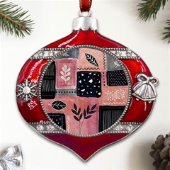 Floral Wall Art Metal Snowflake And Bell Red Ornament