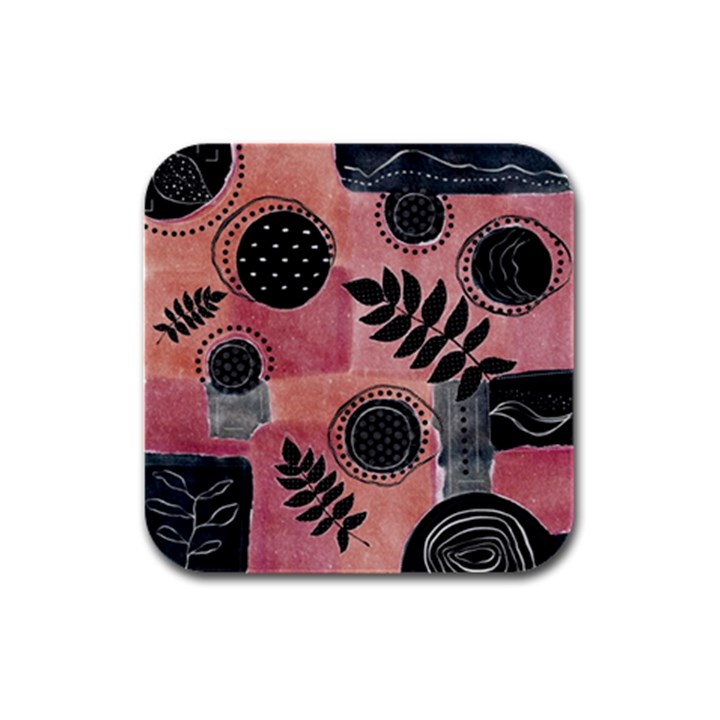 Abstract Pattern Floral Wall Art Rubber Square Coaster (4 pack)