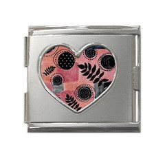 Abstract Pattern Floral Wall Art Mega Link Heart Italian Charm (18mm) by Vaneshop