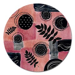 Abstract Pattern Floral Wall Art Magnet 5  (round) by Vaneshop