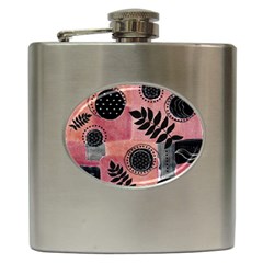 Abstract Pattern Floral Wall Art Hip Flask (6 Oz) by Vaneshop