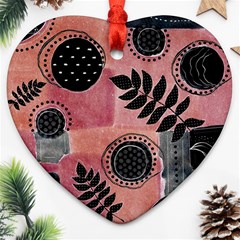 Abstract Pattern Floral Wall Art Heart Ornament (two Sides) by Vaneshop