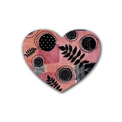 Abstract Pattern Floral Wall Art Rubber Coaster (heart) by Vaneshop