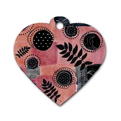 Abstract Pattern Floral Wall Art Dog Tag Heart (one Side) by Vaneshop