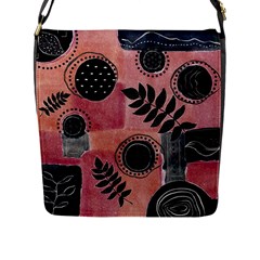 Abstract Pattern Floral Wall Art Flap Closure Messenger Bag (l) by Vaneshop