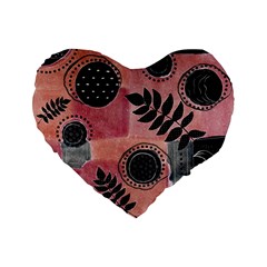 Abstract Pattern Floral Wall Art Standard 16  Premium Flano Heart Shape Cushions by Vaneshop