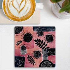 Abstract Pattern Floral Wall Art Uv Print Square Tile Coaster  by Vaneshop