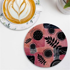 Abstract Pattern Floral Wall Art Uv Print Round Tile Coaster by Vaneshop