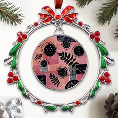 Abstract Pattern Floral Wall Art Metal X mas Wreath Ribbon Ornament by Vaneshop