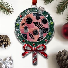 Abstract Pattern Floral Wall Art Metal X mas Lollipop With Crystal Ornament