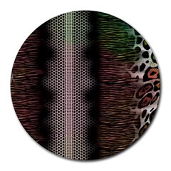 Leopard Animal Shawl Honeycomb Round Mousepad by Vaneshop