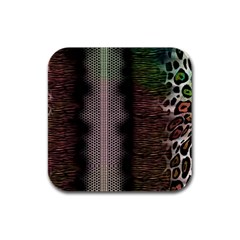 Leopard Animal Shawl Honeycomb Rubber Square Coaster (4 Pack)