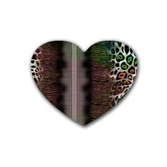 Leopard Animal Shawl Honeycomb Rubber Coaster (heart) by Vaneshop