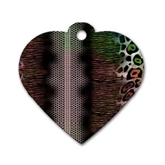 Leopard Animal Shawl Honeycomb Dog Tag Heart (one Side) by Vaneshop