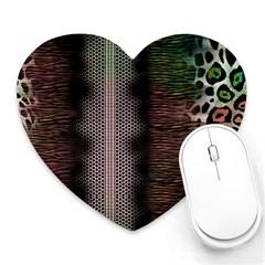 Leopard Animal Shawl Honeycomb Heart Mousepad