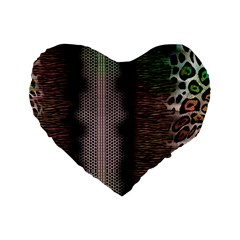 Leopard Animal Shawl Honeycomb Standard 16  Premium Heart Shape Cushions by Vaneshop