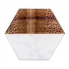 Leopard Animal Shawl Honeycomb Marble Wood Coaster (hexagon)  by Vaneshop