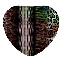 Leopard Animal Shawl Honeycomb Heart Glass Fridge Magnet (4 Pack)