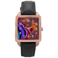 Colorful Piece Abstract Rose Gold Leather Watch  by Vaneshop