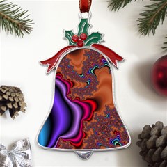 Colorful Piece Abstract Metal Holly Leaf Bell Ornament