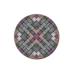 Mandala Decoration Floral Flower Rubber Round Coaster (4 Pack) by Vaneshop