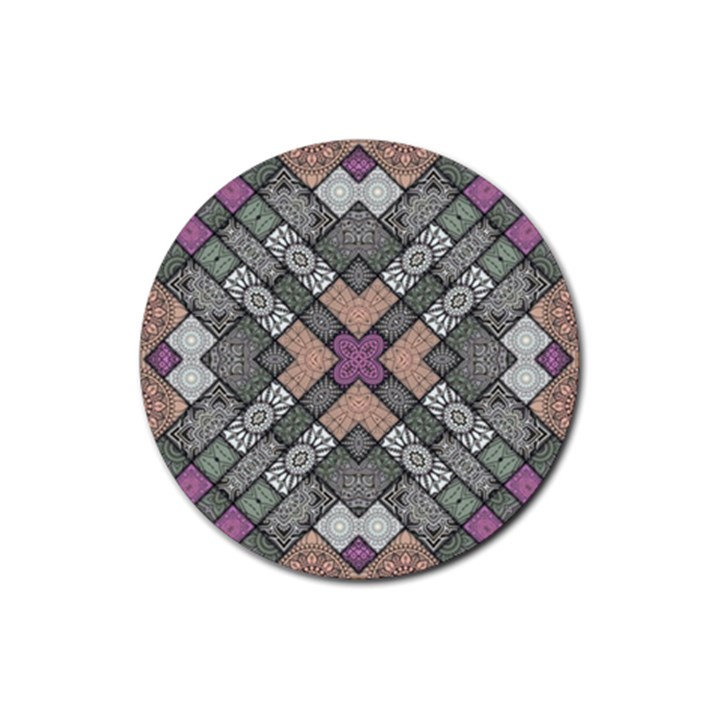 Mandala Decoration Floral Flower Rubber Round Coaster (4 pack)