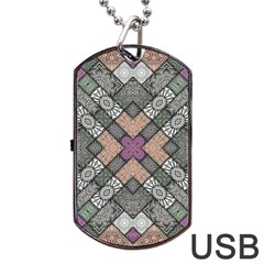 Mandala Decoration Floral Flower Dog Tag Usb Flash (two Sides) by Vaneshop