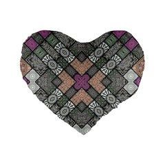 Mandala Decoration Floral Flower Standard 16  Premium Heart Shape Cushions by Vaneshop