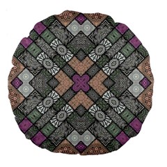 Mandala Decoration Floral Flower Large 18  Premium Flano Round Cushions by Vaneshop