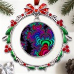 Abstract Piece Color Metal X mas Wreath Ribbon Ornament Front