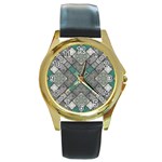 Mandala Decoration Flora Floral Flower Round Gold Metal Watch Front