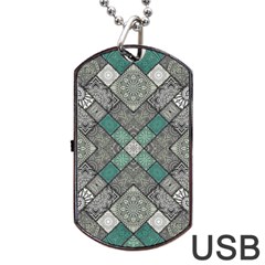 Mandala Decoration Flora Floral Flower Dog Tag Usb Flash (one Side) by Vaneshop