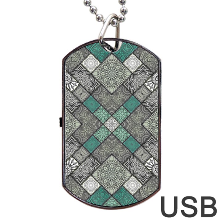 Mandala Decoration Flora Floral Flower Dog Tag USB Flash (One Side)